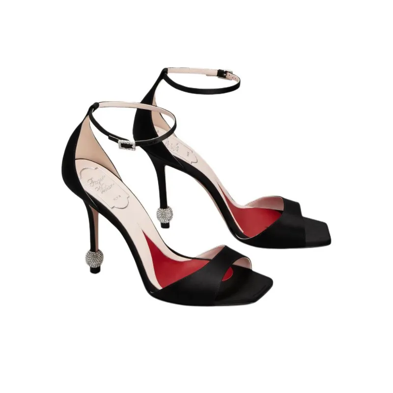 Roger Vivier Embellished Satin Heel Sandals Women's-2