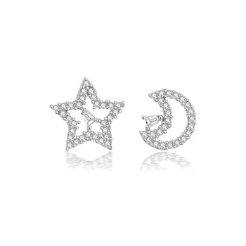 Brilliant Heart S925 Silver Stud Earrings Women's