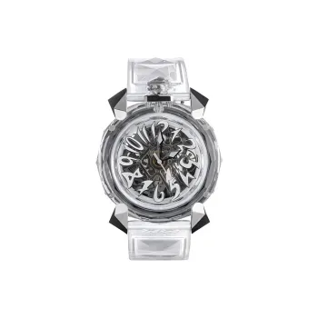 GAGA Wrist Watch Automatic Mechanical Movement Silicone Strap 46mm Cut-Out Dial Unisex 8060CY01SGSR000