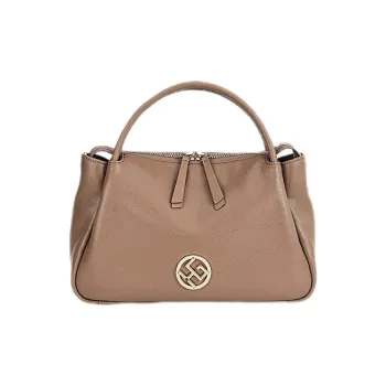 HONGU Cow Leather One Shoulder Handbags Regular Women's Tea Brown/Pitch Black