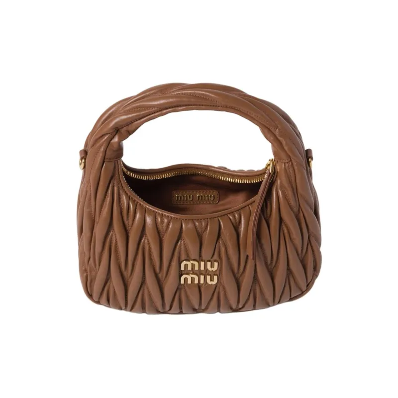MIU MIU Wander Series Lambskin Crescent Bag Handbag Small Size Women's Caramel-3