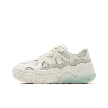 LiNing Cheese 3.0 Anti Slip And Wear Resistant Height Increasing Low Top Skateboard Shoes Women's White Green
