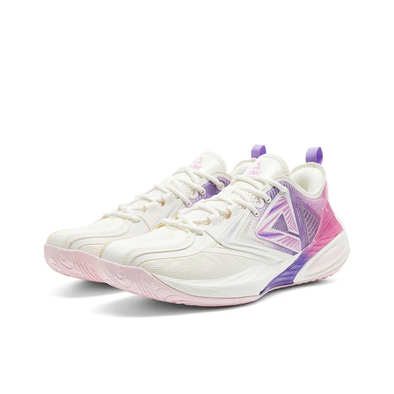 PEAK Cushioned Abrasion Resistant Slip Resistant Low Top Basketball Shoes Men's Ivory Purple-2
