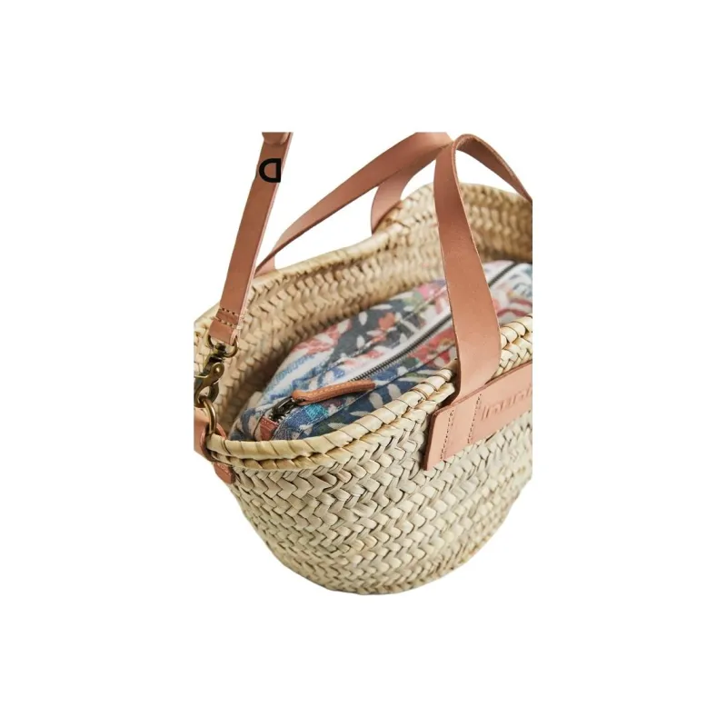 Desigual Straw Shoulder Bag, Crossbody Bag, Handbag Medium Size Women's Natural-2