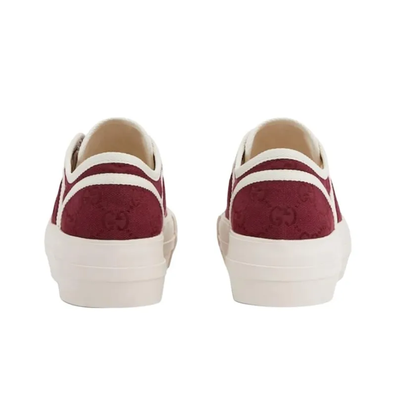 GUCCI Low Top Canvas Shoes Women's Red-4