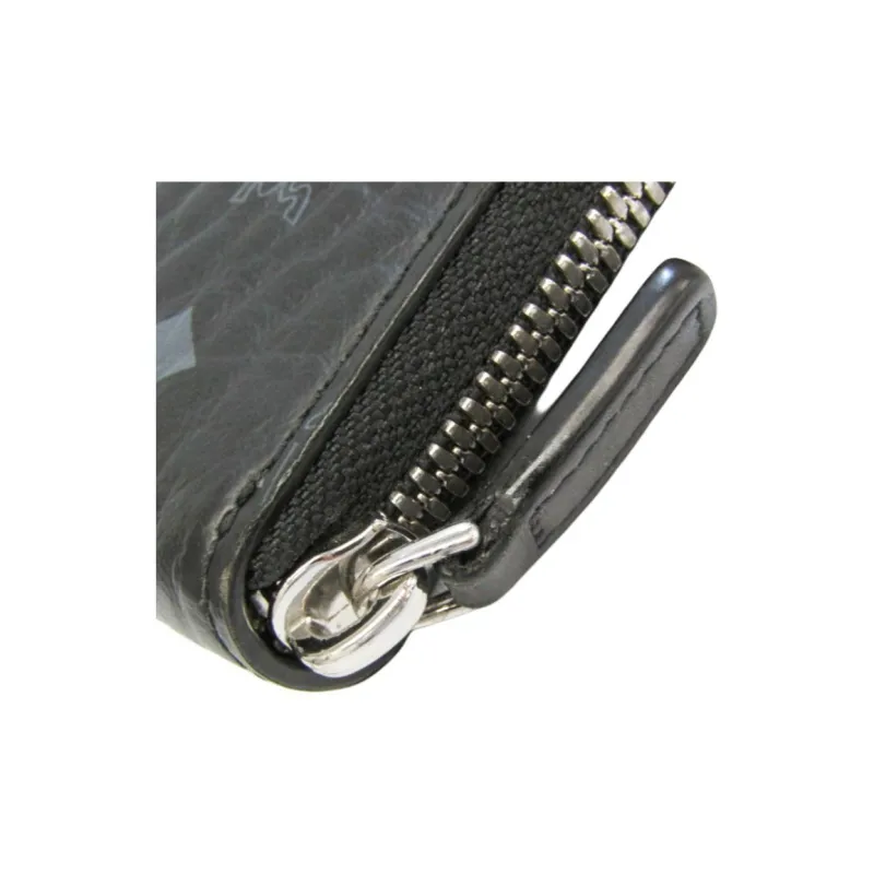 MCM Essential Visetos Origina Leather Coin Purse Men's Black-5