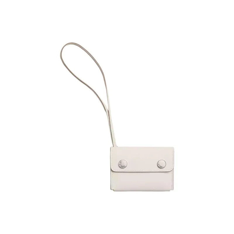 HERMES Hermèsnap Swift Calfskin Card Holder Women's Light Gray-0