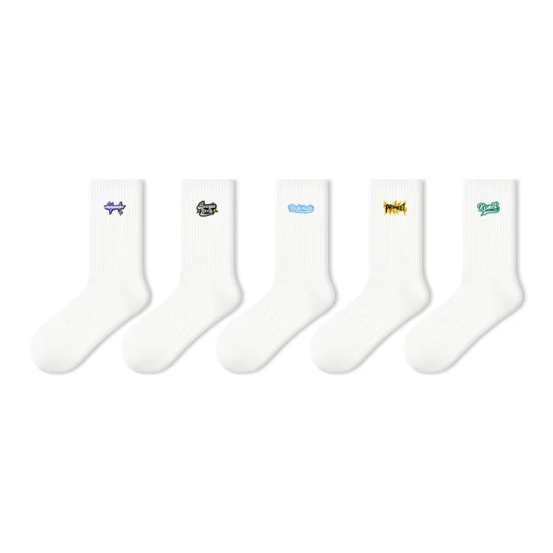 Primeet Mid Calf Socks Unisex 5 Pack Wave Arrival-9