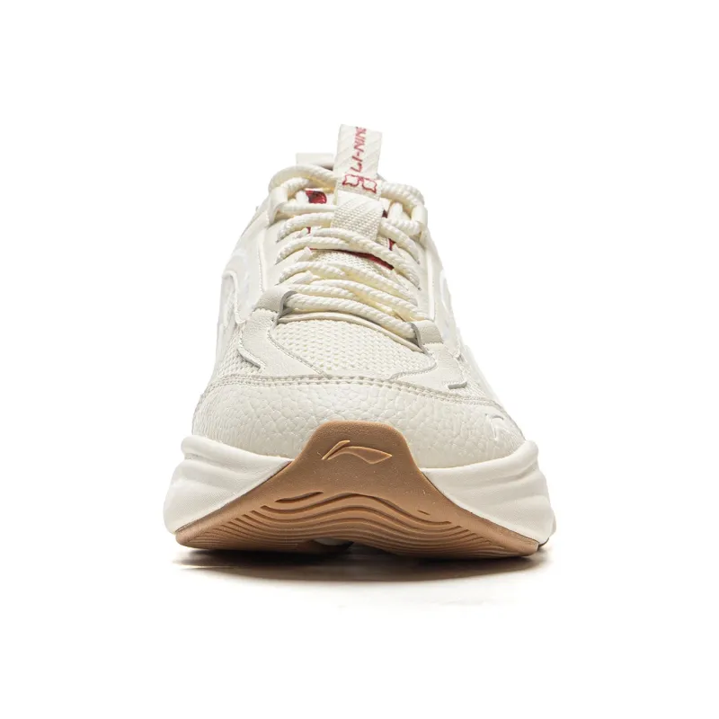 LiNing Coconut Milk Cushioning, Slip Resistant, Abrasion Resistant Support Low Top Casual Shoes Men's White Red-4