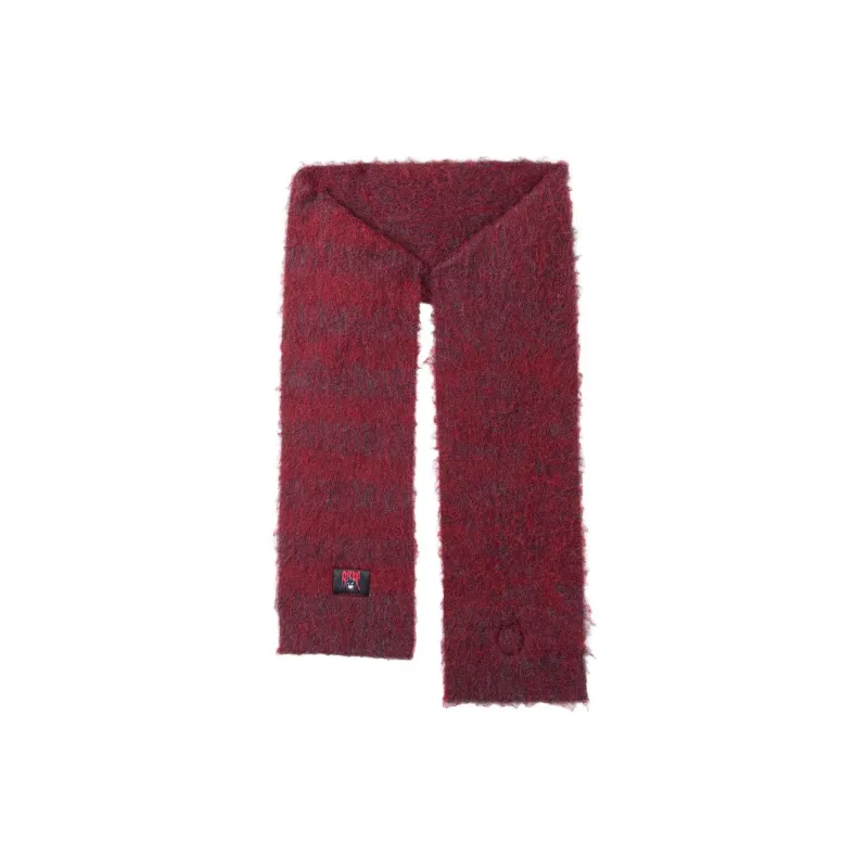 Revenge Wool Polyamide Polyester Elastane Knit Scarves Unisex Red/Dark Gray-1