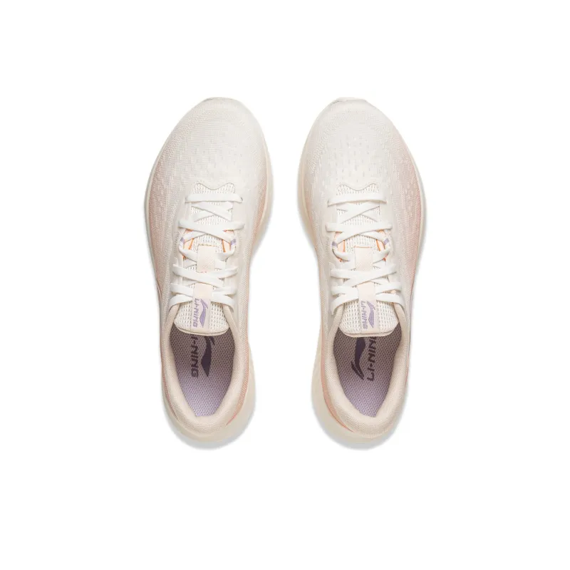 LiNing Qingyi Cushioning, Slip Resistant, Lightweight Low Top Sprint Running Shoes Women's Mist White/Light Bud Orange-3