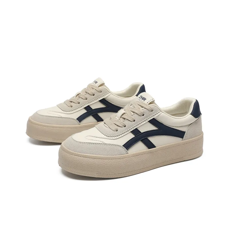 ZHR Low Top Skateboard Shoes Women's Beige Blue-1