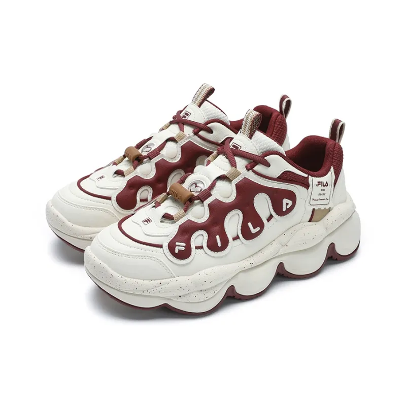 FILA PEASE Cushioning Wear-Resistant Low-Top Casual Shoes Women's White Red-2