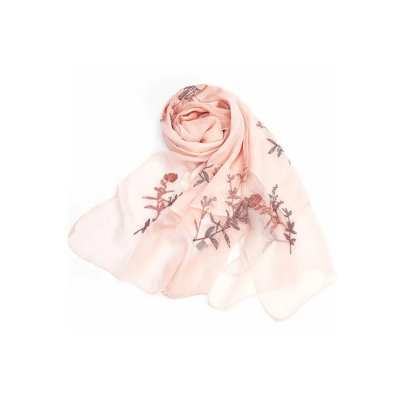 Shanghai Story 100% Mulberry Silk Scarves Women's If Flower Branch Collection-9
