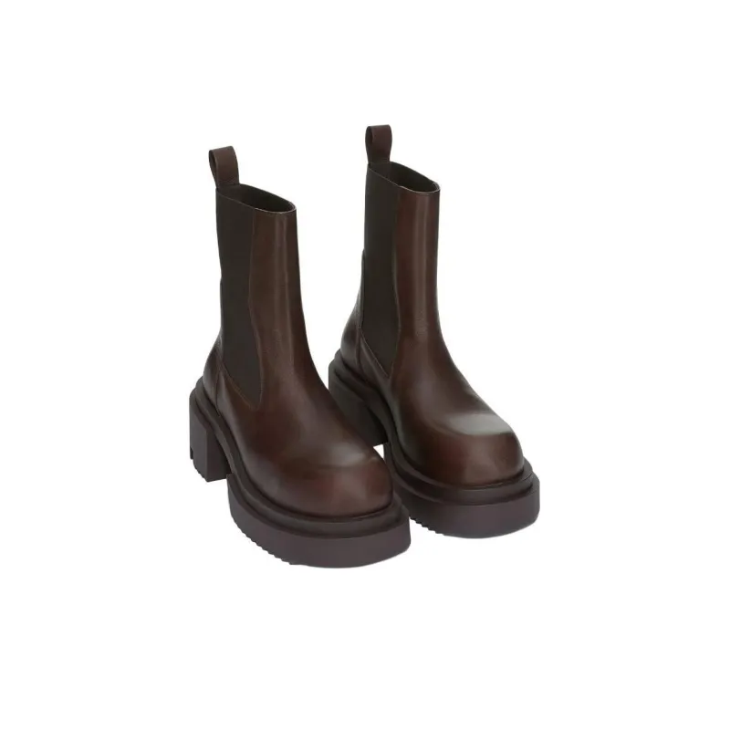 RICK OWENS/RO Bogun Short Chelsea Boots Women's Dark Brown-2