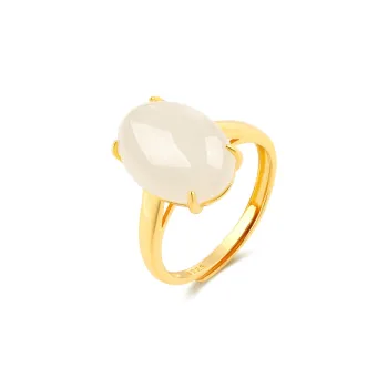 TAMINA Hetian Jade Rings Pale Greenish White Jade Women's
