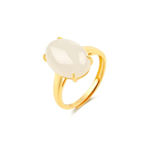 TAMINA Hetian Jade Rings Pale Greenish White Jade Women's