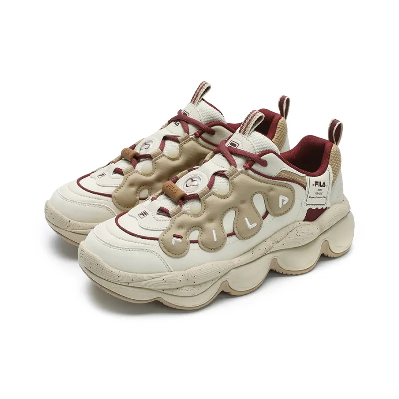 FILA PEASE Cushioning Wear-Resistant Low-Top Casual Shoes Men's Brown Yellow-2