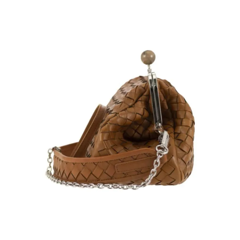 WEEKEND MaxMara Leather Handheld Shoulder Bag Medium Size Women's Brown-2