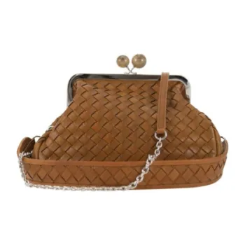 WEEKEND MaxMara Leather Handheld Shoulder Bag Medium Size Women's Brown