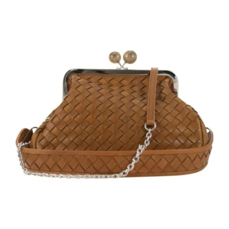 WEEKEND MaxMara Leather Handheld Shoulder Bag Medium Size Women's Brown-0