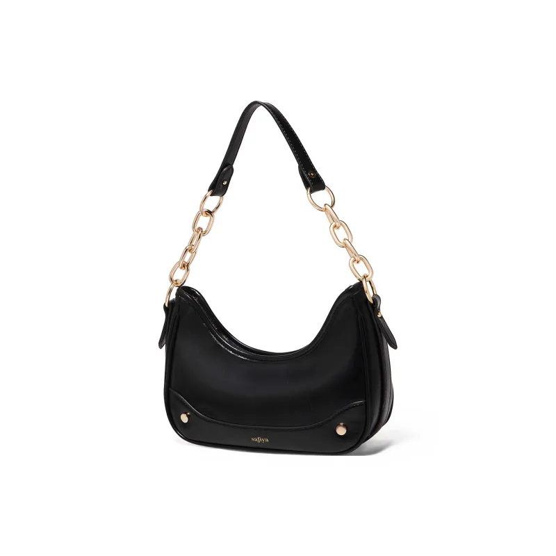 Safiya Synthetic Leather Handbag Shoulder Bag Women's Black-3