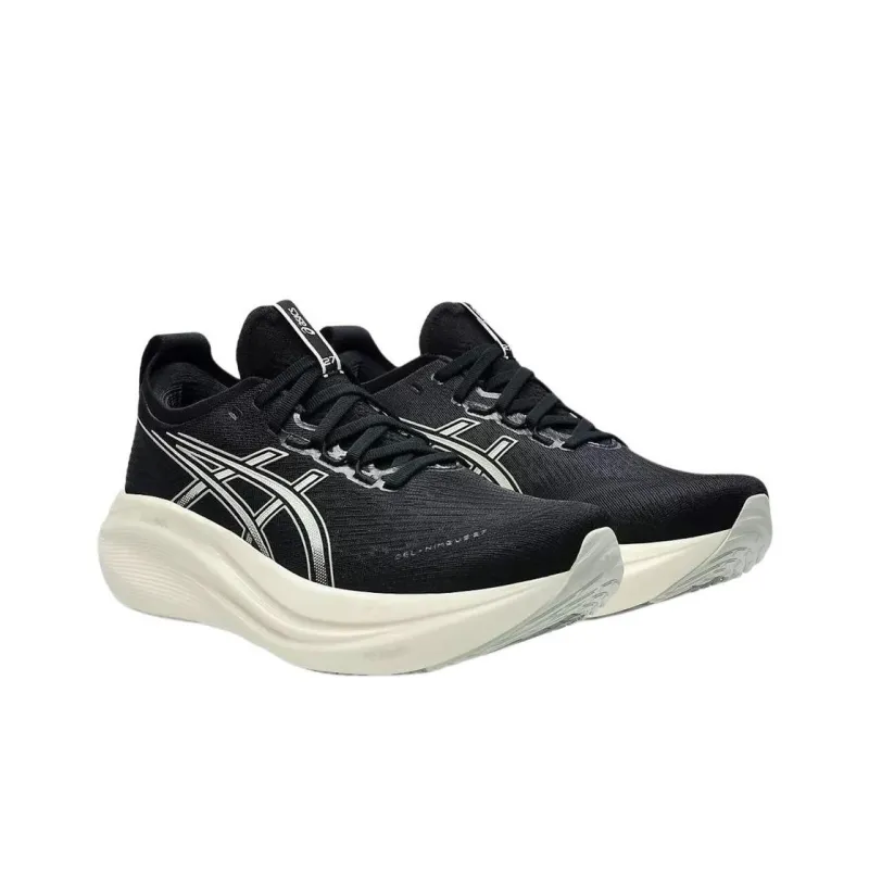 Asics Support Lightweight Low Top Casual Running Shoes Men's Black White-2