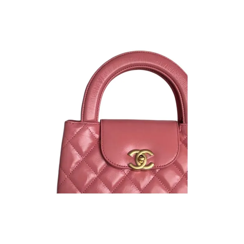 CHANEL Shiny Calfskin Handbag Mini Women's Pink-1