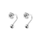 999 Fine Silver Zircon Stud Earrings, 1 Pair[5mm]eh-2595.ebB