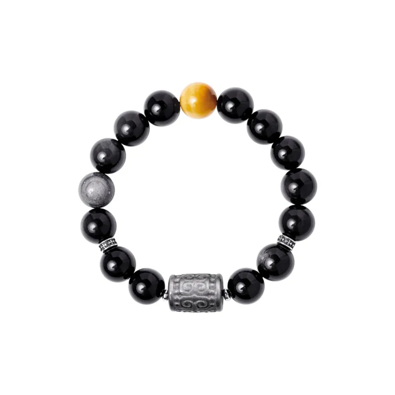 ZUIWENGLANGYASHANWENCHUANG Obsidian Bracelets Unisex-0