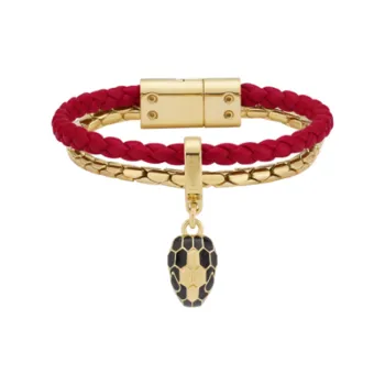 BVLGARI Metal Calf Leather Bangles Women's Gold