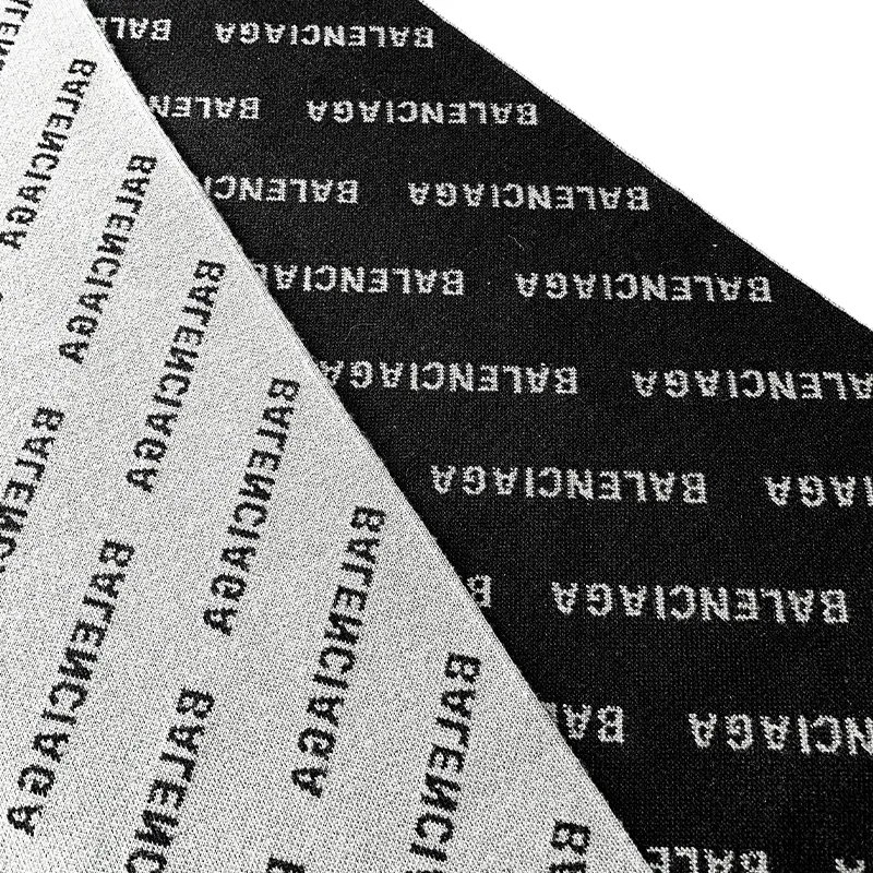 Balenciaga Wool Knit Scarves Unisex Gray Black Double-Sided-2