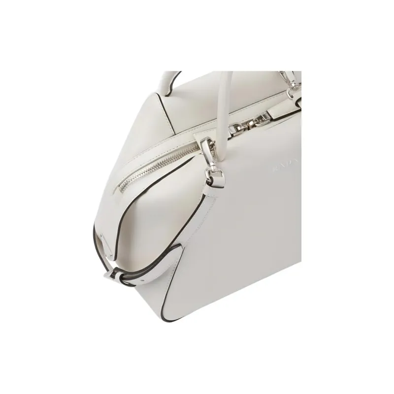 PRADA Leather Shoulder Bag Crossbody Bag Handbag Small Size Women's White-4