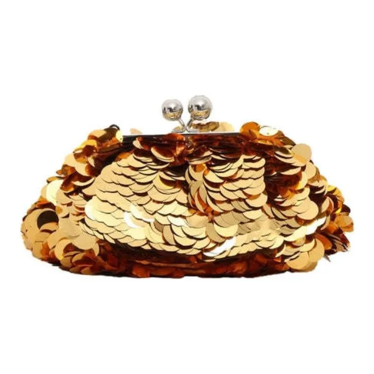 'S MAX MARA Polyester One Shoulder Crossbody Clutch Women's Gold-2