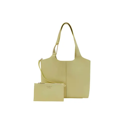 COCCINELLE Cow Leather Basket Bag Handbag Shoulder Bag Large Size Women's Lemon Juice