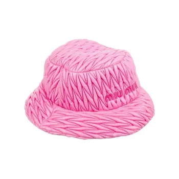 MIU MIU Nylon Cotton Bucket Hats Unisex Pink