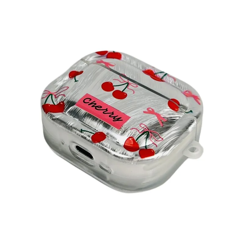 Sopi Compatibility With Apple AirPods 4/2/3/4th Generation/AirPods Pro/Pro 2 TPU Camlet Bowknot Cherry Headphone Cases-3