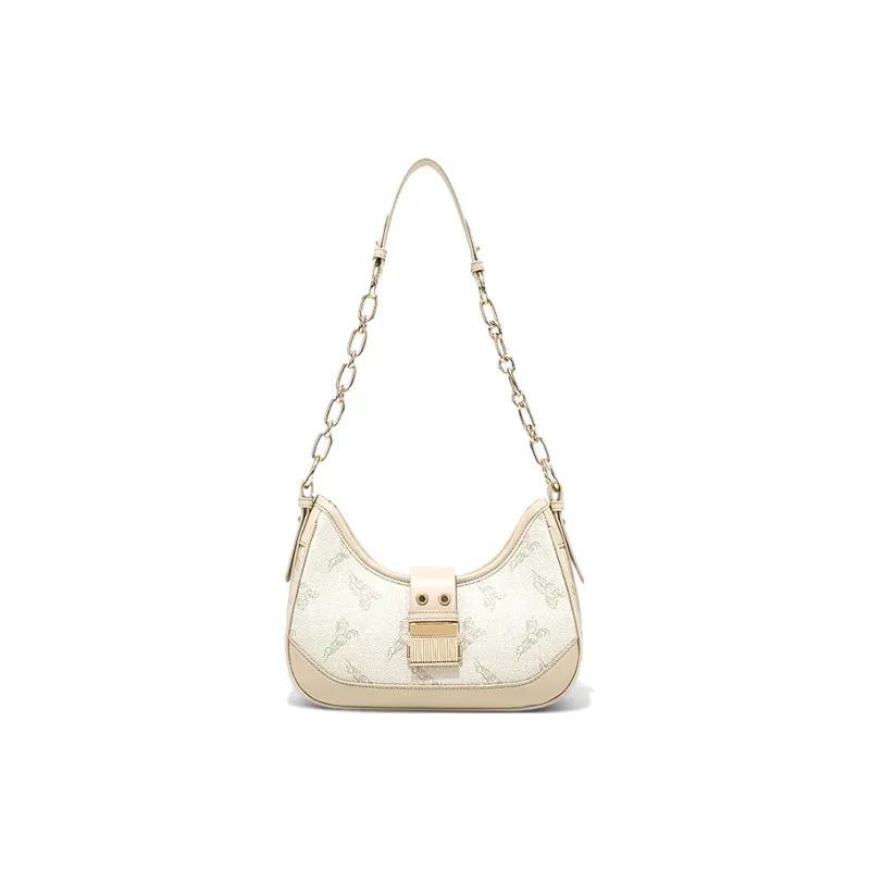 CLEVER& KETCH PU Crescent Bag Dumpling Bag Shoulder Bag Regular Women's Ecru/Coffee-0