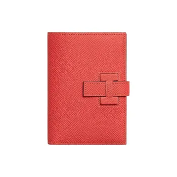 HERMES New H Passant Epsom Calfskin Wallet Women's Orange
