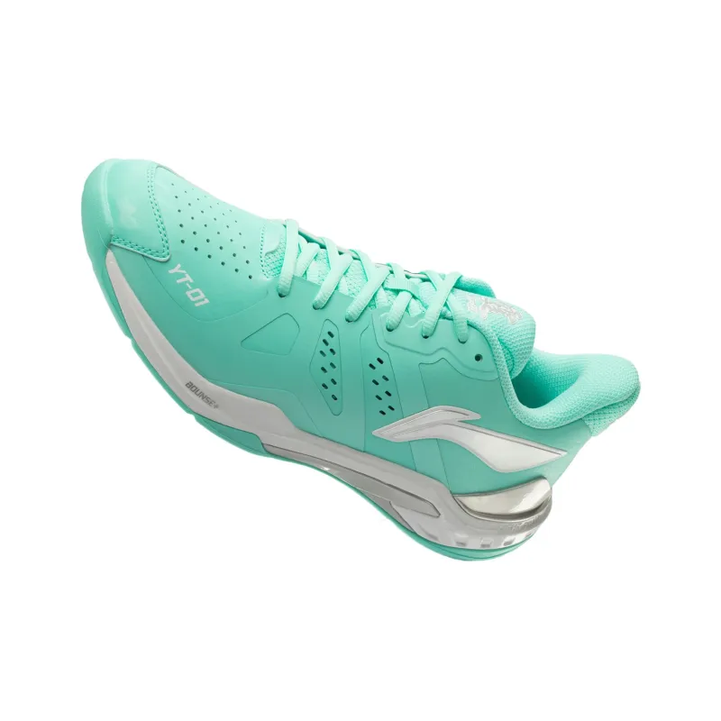 LiNing Anti Slip And Wear Resistant Coverage Low Top Badminton Shoes Unisex Fluorescent Ice Blue-2