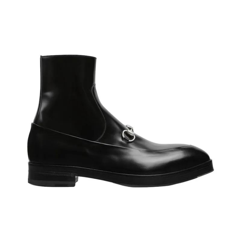 GUCCI Ankle Boots 3.4cm Men's Black-1