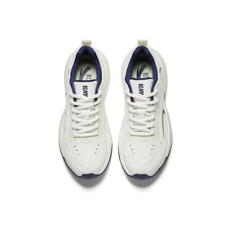 CHAOJIANTA Cushioned Slip Resistant Low Top Chunky Sneakers Women's White Blue-2