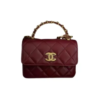 CHANEL Sheepskin Kelly Bag Mini Bag Shoulder Bag Crossbody Bag Handbag Small Size Women's Burgundy