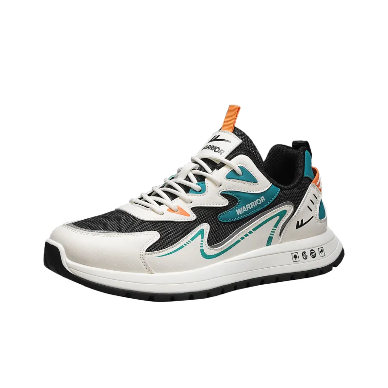 Warrior Slip-Resistant Breathable Lightweight Low-Top Casual Running Shoes Men's Beige Black Green-1