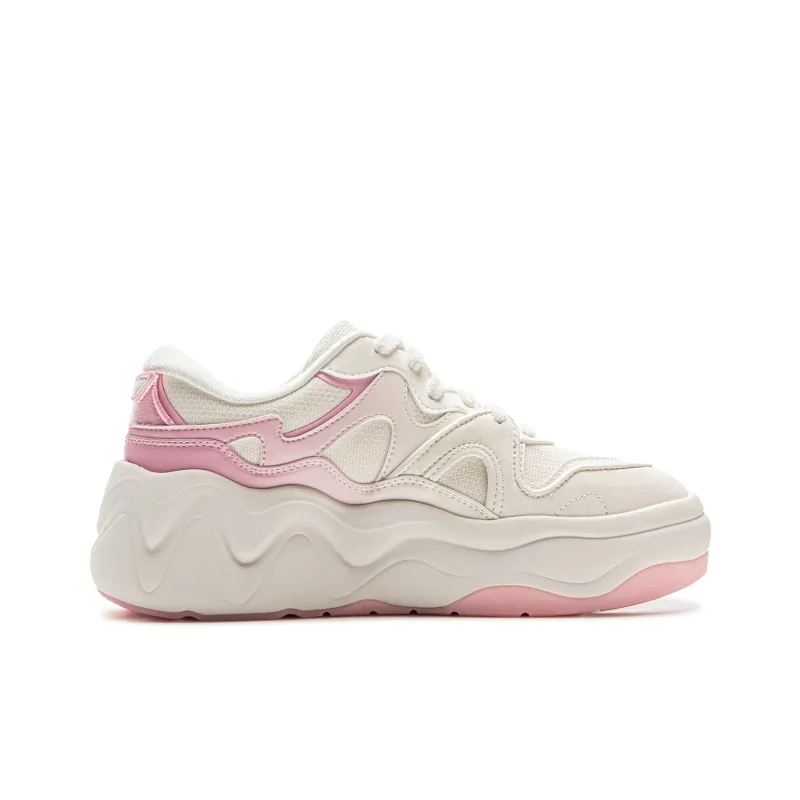 Disney x LiNing Cheese 3.0 Anti Slip And Wear Resistant Height Increasing Low Top Skateboard Shoes Women's White Pink-1