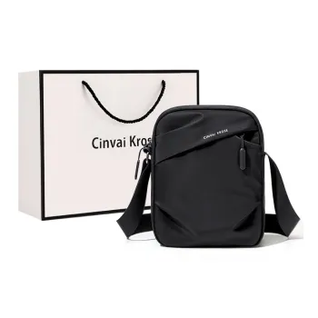 Simvay Clos Fabric One Shoulder Urban Techwear Messenger Crossbody Bag Small Size Men's Black
