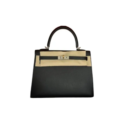 HERMES Kelly Epsom Calfskin Kelly Bag Handbag Women's 89 Noir Black
