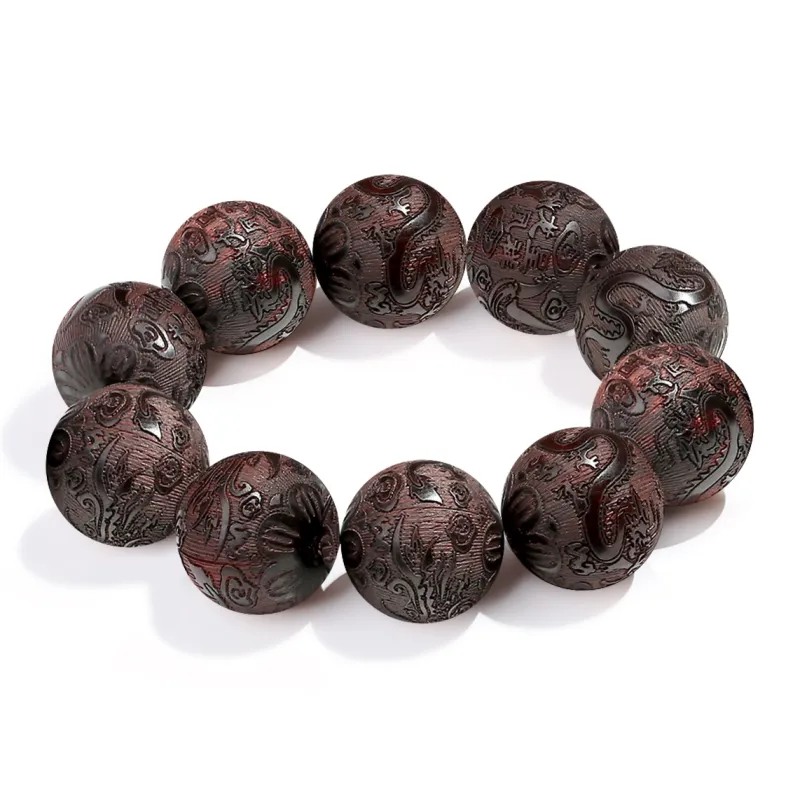 PUTUOSHANWENCHUANG Small Leaf Red Sandalwood Bracelets Unisex-7