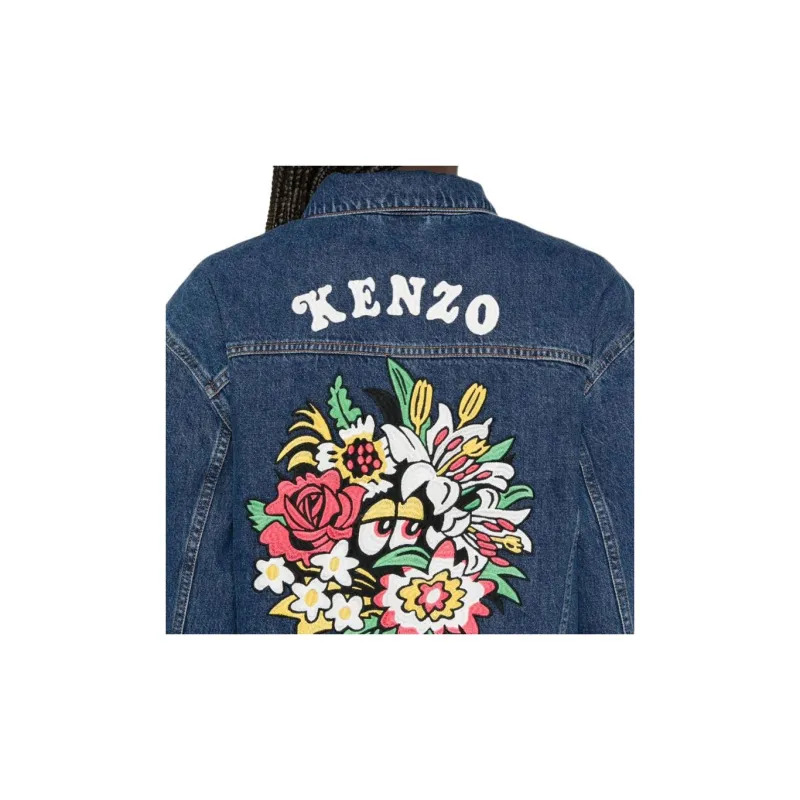 KENZO Logo embroidered Denim Jacket-4