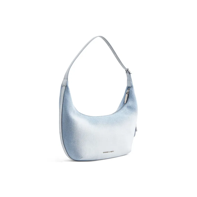 CHARLES&KEITH Fabric With Soft Denim Shoulder Bag Medium Size Women's Light Denim Blue/Silver Denim Blue-1